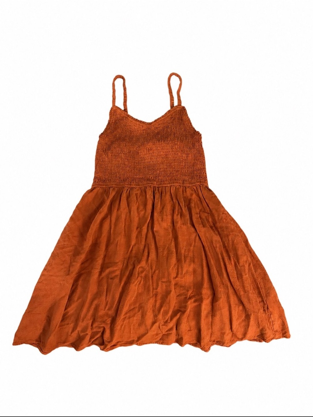 Girls' Sleeveless Smocked Sun Dress in Burnt Orange